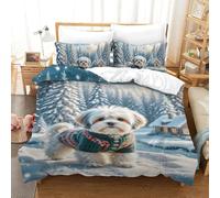 QIAVXZIP 3D Maltese Soft Printed Bedding Set animal 3 Pieces Quilt Set Microfiber with Pillowcases for Adults Kids Bedroom Zipper Closure Single（140x200cm）