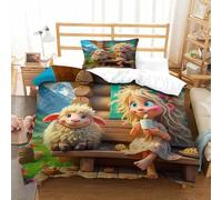 QIAVXZIP 3D Sheep Soft Printed Bedding Set Animal 2 Pieces Duvet Cover Microfiber with Pillowcases For Kids Teens Boys Soft Zipper Single（135x200cm）