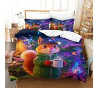 QIAVXZIP 3D Squirrel Luxury Bedding Animal 3 Pieces Duvet Cover Soft Microfiber with Pillowcases for Adults Kids Bedroom Hidden Zipper King(220x240cm)