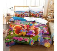 QIAVXZIP 3D Squirrel Luxury Bedding Animal 3 Pieces Duvet Cover Soft Microfiber with Pillowcases For Kids Teens Boys Soft Zipper Super King(260x220cm)