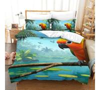 QIAVXZIP 3D Sun Conure Luxury Bedding 3 Pieces Quilt Set Microfiber with Pillowcases for Adults Kids Bedroom Soft Zipper Single（140x200cm）