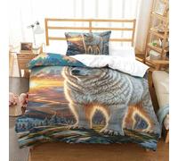 QIAVXZIP 3D The Great Pyrenees Luxury Bedding 2 Pieces Quilt Set Soft Microfiber with Pillowcases for Adults Kids Bedroom Soft Zipper Single（135x200cm）