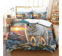 QIAVXZIP 3D The Great Pyrenees Soft Printed Bedding Set 3 Pieces Duvet Cover Soft Microfiber with Pillowcases for Adults Kids Bedroom Soft Zipper Double（200x200cm）