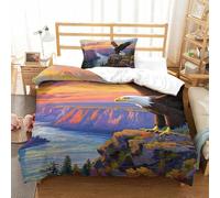 QIAVXZIP 3D White-tailed Eagle Soft Printed Bedding Set 2 Pieces Duvet Cover Microfiber with Pillowcases for Adults Kids Bedroom Zipper Closure Single（135x200cm）