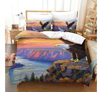 QIAVXZIP 3D White-tailed Eagle Soft Printed Bedding Set 3 Pieces Duvet Cover Microfiber with Pillowcases For Kids Teens Boys Soft Zipper Single（140x200cm）