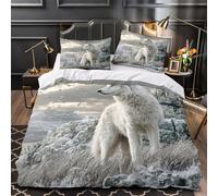 QIAVXZIP Arctic wolf standing 3D Print 3 Piece Duvet Cover Nature wilderness scene Comforter Cover Set Microfiber Hidden Zipper Anti Allergy for Kids Teens Men Women Double（200x200cm）