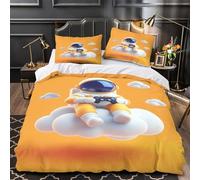 QIAVXZIP Astronaut gaming 3D Print 3 Piece Set Duvet Cover 3D cartoon style Quilt Cover 3D Printed Silky Soft Microfiber Invisible Zipper for Boys Girls Adults Super king（260x220cm）