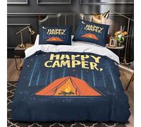 QIAVXZIP Camping tent 3D Printed 3 PCS Bed Cover Night forest illustration Duvet Cover Set Silky Soft Breathable Microfiber Zippered Closure for Kids Teens Boys Girls Double（200x200cm）