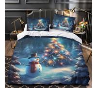 QIAVXZIP Christmas tree 3D Print 3 PCS Quilt Cover Fantasy winter scene Duvet Cover Set Super Soft Microfiber Zippered Closure Hypo-allergenic Anti-Bacterial for Toddlers Double（200x200cm）