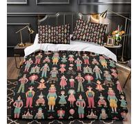 QIAVXZIP Circus performers 3D Print 3 Piece Comforter Cover Vintage carnival illustration Quilt Cover Set Hypoallergenic Microfiber Hidden Zipper for Toddlers Kids Teens Boys Girls King（220x240cm）