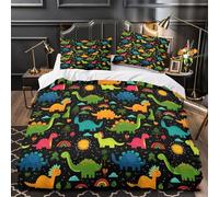 QIAVXZIP Dinosaurs kids pattern 3D Printed 3-Piece Comforter Cover Colorful cartoon style Bed Cover Set Super Soft Microfiber Concealed Zipper for Kids Teens Men Women Adults Super king（260x220cm）