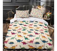 QIAVXZIP Dinosaurs pattern 3D Print 3 Piece Duvet Cover Colorful cartoon style Comforter Cover Set 3D Printed Plush Microfiber Hidden Zipper for Kids Teens Men Women Double（200x200cm）
