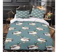 QIAVXZIP Duck pattern repeat 3D Print 3-Piece Comforter Cover Nature inspired design Bed Cover Set Plush Microfiber Hypo-allergenic Concealed Zipper for Toddlers Kids Teens Double（200x200cm）