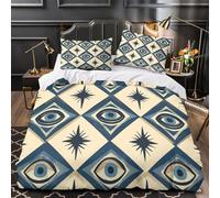 QIAVXZIP Eye pattern 3D Printed 3 PCS Bed Cover Vintage geometric design Duvet Cover Set Microfiber Zippered Closure Allergy Free for Kids Teens Boys Girls Single（140x200cm）