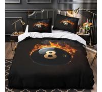 QIAVXZIP fireball-billiard 3D Printed 3 Piece Set Duvet Cover flame-dynamic-style Quilt Cover Microfiber Invisible Zipper Dust Mite Resist Dust Mite Proof for Boys Girls Adults King（220x240cm）