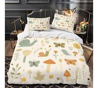 QIAVXZIP Forest creatures 3D Printed 3 PCS Bed Cover Whimsical nature illustration Duvet Cover Set 3D Print Microfiber Zippered Closure Allergy Free for Kids Teens Boys Girls Single（140x200cm）