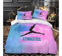 QIAVXZIP Gymnastics athlete 3D Printed 3 Piece Set Quilt Cover Dynamic sport silhouette Duvet Cover Ultra Soft Microfiber Invisible Zipper Allergy Free for Boys Girls Kids Adults King（220x240cm）