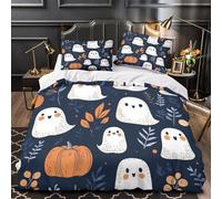 QIAVXZIP Halloween ghosts 3D Print 3 PCS Bed Cover cute cartoon style Duvet Cover Set Microfiber Zippered Closure Super Soft Breathable for Kids Teens Boys Girls Men Super king（260x220cm）