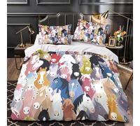 QIAVXZIP Horse faces 3D Printed 3 Piece Bed Cover Colorful cartoon style Quilt Cover Set Microfiber Hidden Zipper Soft Plush for Girls Teens Women Adults Seniors Single（140x200cm）