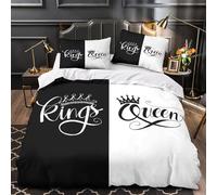 QIAVXZIP King crown design 3D Print 3 Piece Set Bed Cover Calligraphy royal style Duvet Cover Microfiber Invisible Zipper Anti-Fungal for Kids Teens Men Women Super king（260x220cm）