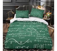QIAVXZIP Math formulas 3D Printed 3-Piece Comforter Cover Educational chalkboard style Bed Cover Set Anti Allergy Microfiber Concealed Zipper for Kids Teens Girls Women King（220x240cm）