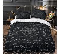 QIAVXZIP Mathematical formulas 3D Printed 3 PCS Duvet Cover Academic chalkboard style Quilt Cover Set Soft Breathable Microfiber Zipper Closure for Kids Teens Boys Girls Seniors Single (135x200cm)