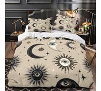 QIAVXZIP MoonEyeArt 3D Printed 3 PCS Comforter Cover VintageOccultStyle Duvet Cover Set Microfiber Zipper Closure Dust Mite Proof for Kids Teens Men Women Single (135x200cm)
