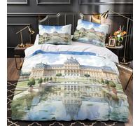QIAVXZIP palace architecture 3D Print 3 Piece Set Bed Cover classical european style Duvet Cover Plush Microfiber Invisible Zipper for Kids Teens Boys Girls Men Women Double（200x200cm）