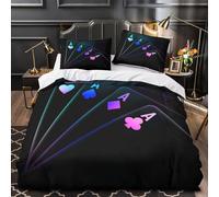QIAVXZIP Poker Aces 3D Printed 3 PCS Comforter Cover Gaming Cards Style Duvet Cover Set Plush Breathable Microfiber Zipper Closure for Toddlers Kids Kids Teens Super king（260x220cm）