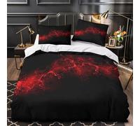 QIAVXZIP Red energy flow 3D Printed 3 PCS Quilt Cover Digital abstract design Duvet Cover Set Super Soft Breathable Microfiber Zippered Closure for Kids Teens Men Women Seniors Single（140x200cm）