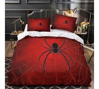 QIAVXZIP spider-web-design 3D Print 3 Piece Set Quilt Cover dark-horror-style Duvet Cover 3D Printed Microfiber Invisible Zipper Dust Mite Resist for Boys Girls Seniors Double（200x200cm）