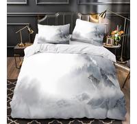 QIAVXZIP Wolf howling 3D Printed 3 Piece Duvet Cover Wilderness nature scene Comforter Cover Set Anti Allergy Microfiber Hidden Zipper for Kids Teens Men Women Double（200x200cm）