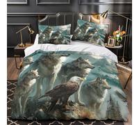 QIAVXZIP Wolf pack 3D Printed 3 Piece Set Comforter Cover Wild nature scene Duvet Cover Microfiber Invisible Zipper Silky Soft Breathable for Teens Adults Seniors Super king（260x220cm）