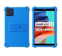 Qiawum Case for PRITOM B8 Tablet 8 inch Silicone Shockproof Kids Friendly Stand Rubber Shell Soft Protective Cover (Blue)