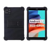 Qiawum Case for PRITOM B8 Tablet 8 inch Silicone Shockproof Kids Friendly Stand Rubber Shell Soft Protective Cover (Black)