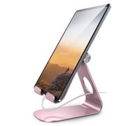 Qiawum Foldable Universal Tablet Stand, Adjustable Desktop Tablet Holder Compatible with iPad Pro/Mini/Air, Compatible with 4-13"" Mobile Devices and Tablet Device (Rose Gold), HXC-011US