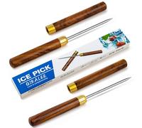 QiBaLee Ice Pick 2Pcs. Ice Picks for Breaking Ice. 9 Inches Length. Secure Wooden Caps and Non-slip Wooden Handles. Easy to Store. For Use in Kitchen Bars Bartender Picnics Camping& Restaurant