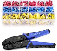 Qibaok Wire Terminals Crimping Tool Kit with 800 Pieces Wire Connectors, Black with Colour-Coded Cable Connectors, Crimping Pliers, 800 x Connectors, 1 x Crimping Pliers