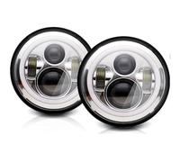 QIBBEI Improve Night Driving Safety 2pc Car Daytime Running Lights Auto Parts High Beam Low For Jeep For Wrangler 2007 2008-2017(Chrome 2pcs)