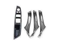 QIBBEI Original Left Hand Drive LHD Black Car Interior Inner Door Handle Panel Pull Trim Cover for BMW 5 Series F10 F18 F11(4pcs Carbon Fiber)