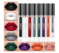 QiBest 8Pcs Halloween Liquid Lipstick Set, 7 Matte Lipsticks with 1 Glossy Lip Plumper, Long Lasting Black White Red Gray Green Purple Orange Lip Stick for Cosplay Goth Clown Vampire Witch SFX Makeup