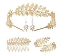 Qiblaou Cleopatra Costume Roman Goddess Costume 4 Pieces Vintage Hair Crown Headband Wedding Bohemian Style Hair Accessories Festival Suitable for Weddings, Dances, Fashion Shows