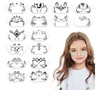 Qiblaou Painting Stencil Accessories Pack of 16 Reusable Face Painting Stencils 12 × 20 cm Face Paint Stencils, Suitable for Daily DIY, Makeup Parties