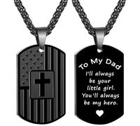 Qibote To My Son Brother Dad Gifts Dog Tag Cross Necklace Stainless Steel Pendant Chain for Christmas Valentines Day Fathers Day Birthday, Medium, Stainless Steel, No Gemstone
