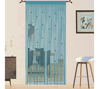 QiBoYuYe Beaded Door Curtain Fly Screen for Doors Window String Curtains Room Dividers Doorways Panel Living Bedroom Closet Drapes (blue, 90x200cm)