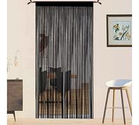 QiBoYuYe Door Curtains Fly Screen Curtain For Window String Flies Doors Decorations Room Dividers Doorways Panel Bedroom Living Closet Door Drapes (Black 200x200cm)