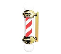 QIByING Barber Pole, 75cm LED Barber Pole Lamp for Beauty, Hair Salon, Barber Shop, Waterproof Wall Mounted Rotating & Illuminated LED Strips Lamp,Gold,red and White
