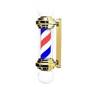 QIByING Barber Pole, 75cm LED Barber Pole Lamp for Beauty, Hair Salon, Barber Shop, Waterproof Wall Mounted Rotating & Illuminated LED Strips Lamp,gold,red blue white
