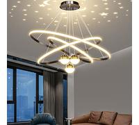 QIByING Bellastein Modern LED Pendant Lamp Creative LED Chandelier Dimmable Pendant Lamp Modern Ceiling Lamp Modern Pendant Lamp for Dining Room Living Room Office Kitchen (Black, L30+40+60cm)