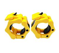 qibylift Olympic Barbell Clips Weightlifting Collars 2 Inch Clamps，Locking Weight Clips, Lockdown Weight Clamps for Workout Weightlifting Fitness Training (Yellow)
